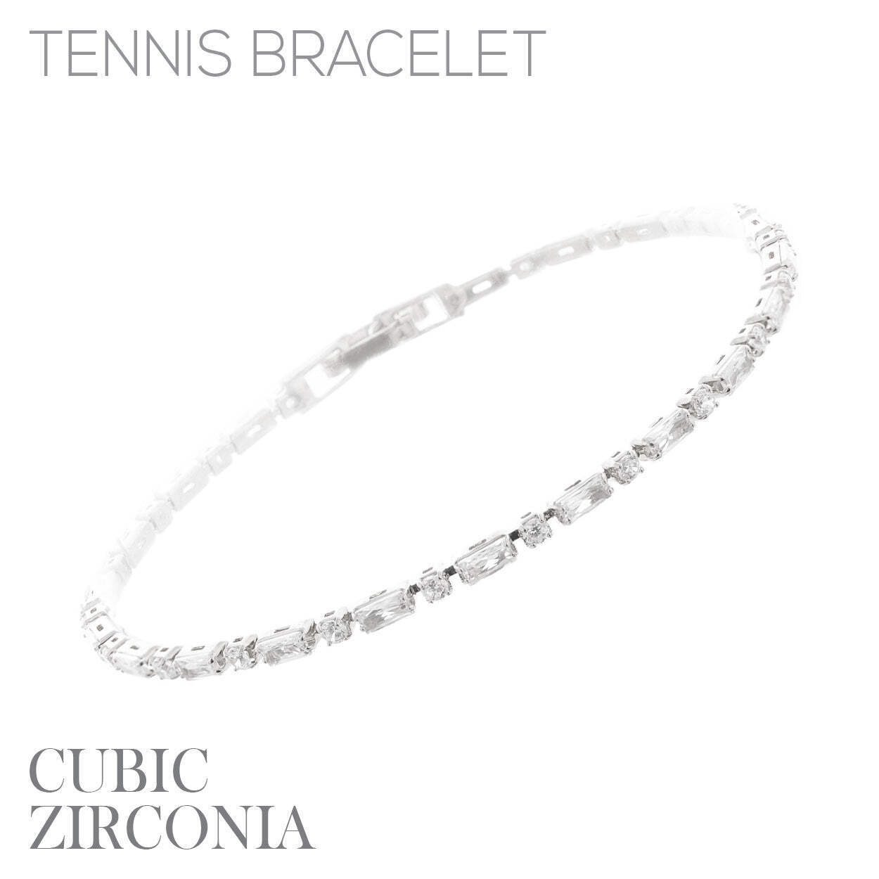 Cubic Zirconia Baguette Bracelet (2×4+2mm)(7.25in)