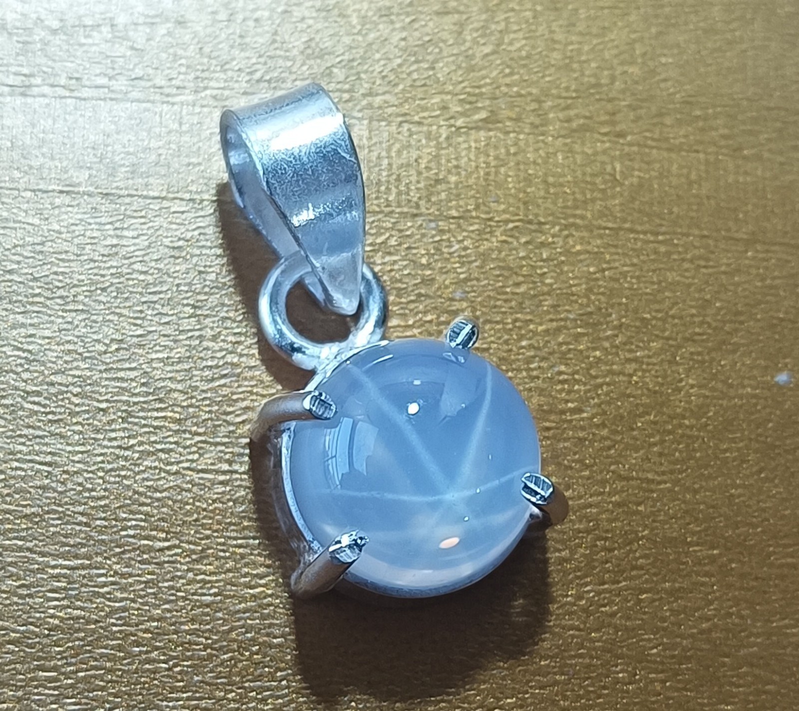 14.35 Ct Natural 6 Ray Star Sapphire Pendant in Silver Round Jewelry With Chain