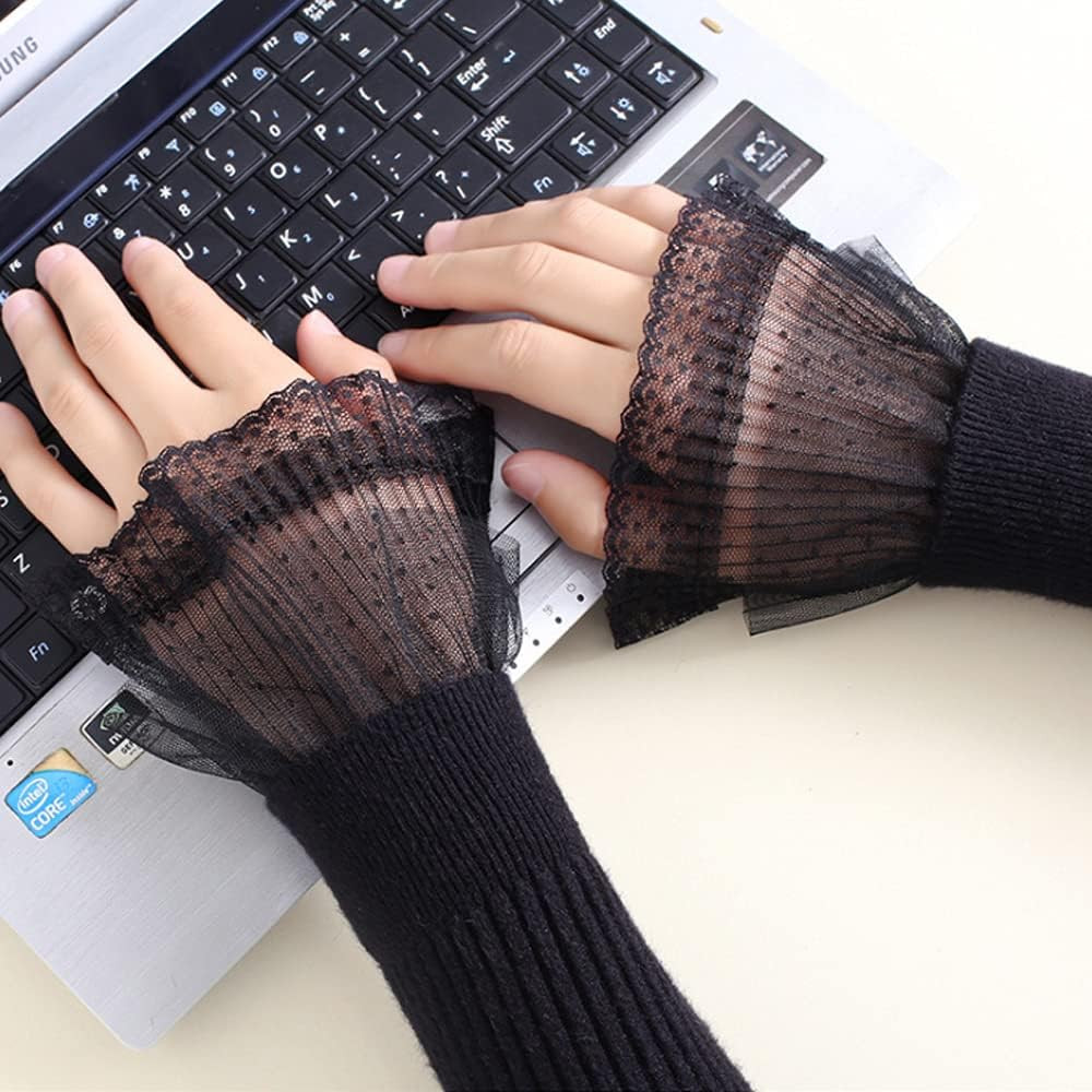 Lolita False Sleeves Wrist Cuffs Floral Layered Lace Cuff