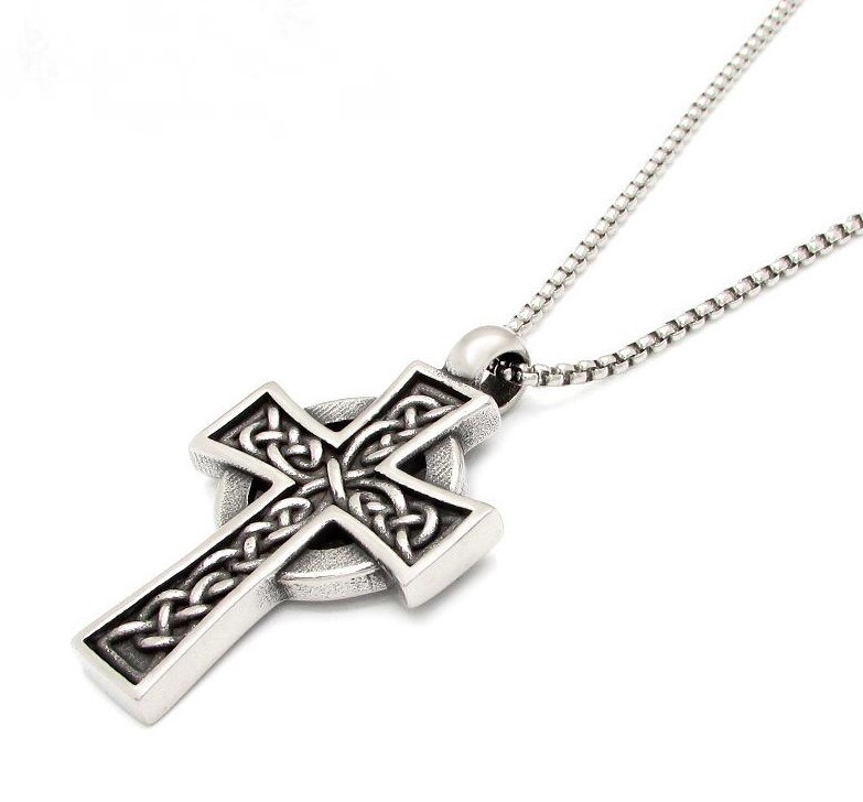 New Cross Jesus Irish Protection Triquetra Celtic Trinity Knot Pendant Necklace