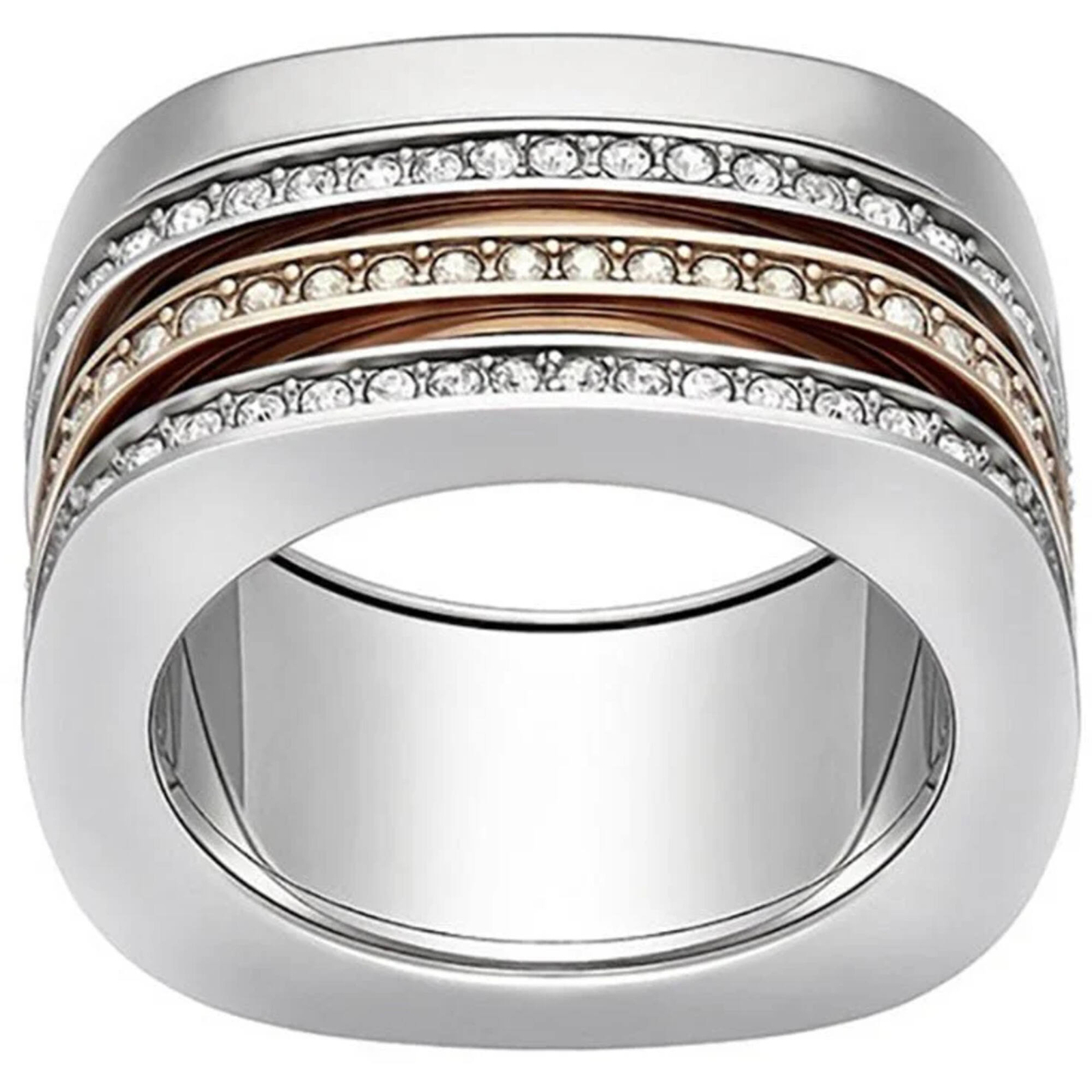 Swarovski Women’s Ring Vio Rhodium and Rose Gold Plated Crystals, Size 7 5152856