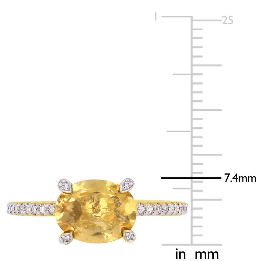 AMOUR 1 5/8 CT TGW Oval-cut Citrine and 1/10 CT TW Diamond Ring In 10K Yellow
