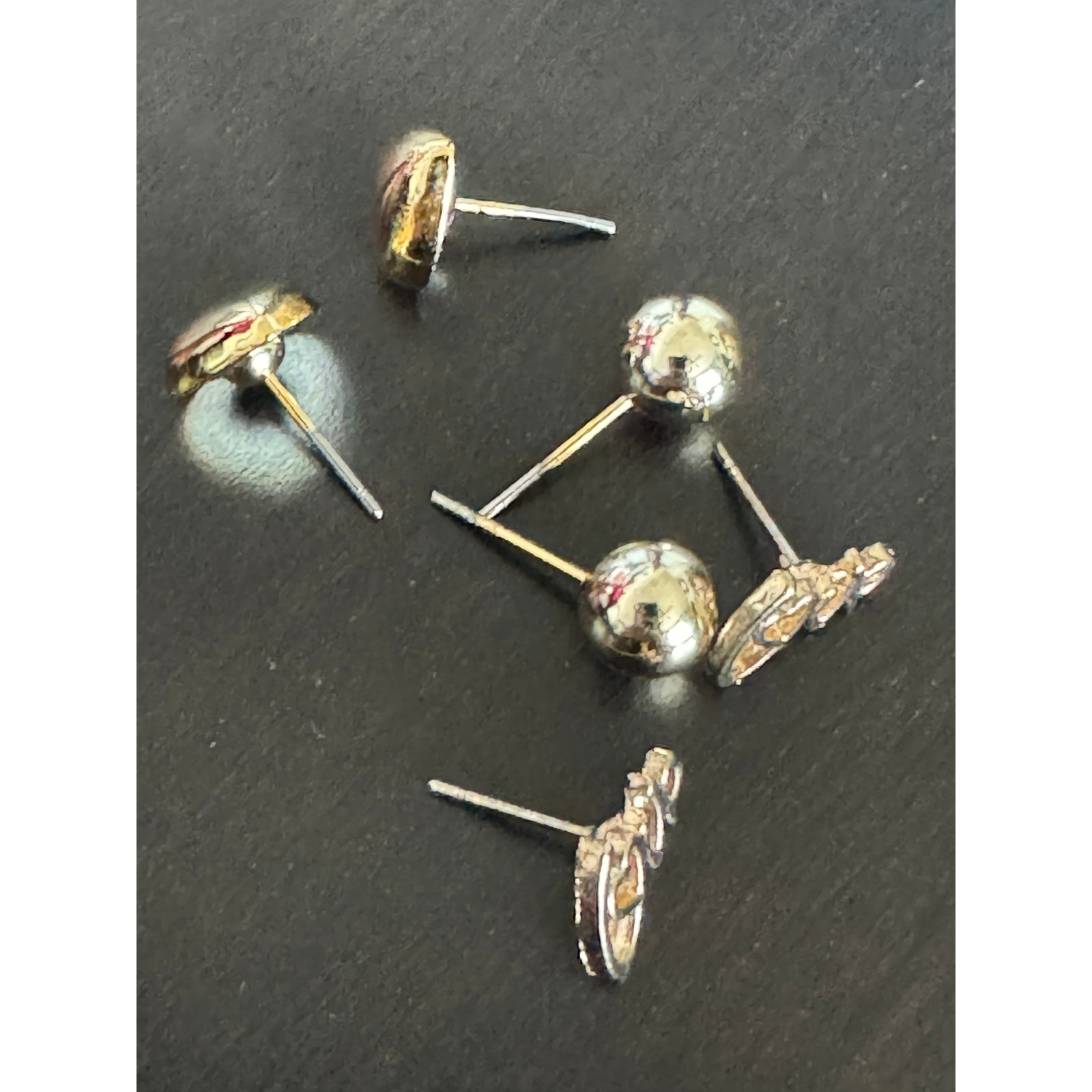 Heart Round Love Stud Post Earrings Set of 3 Gold Tone