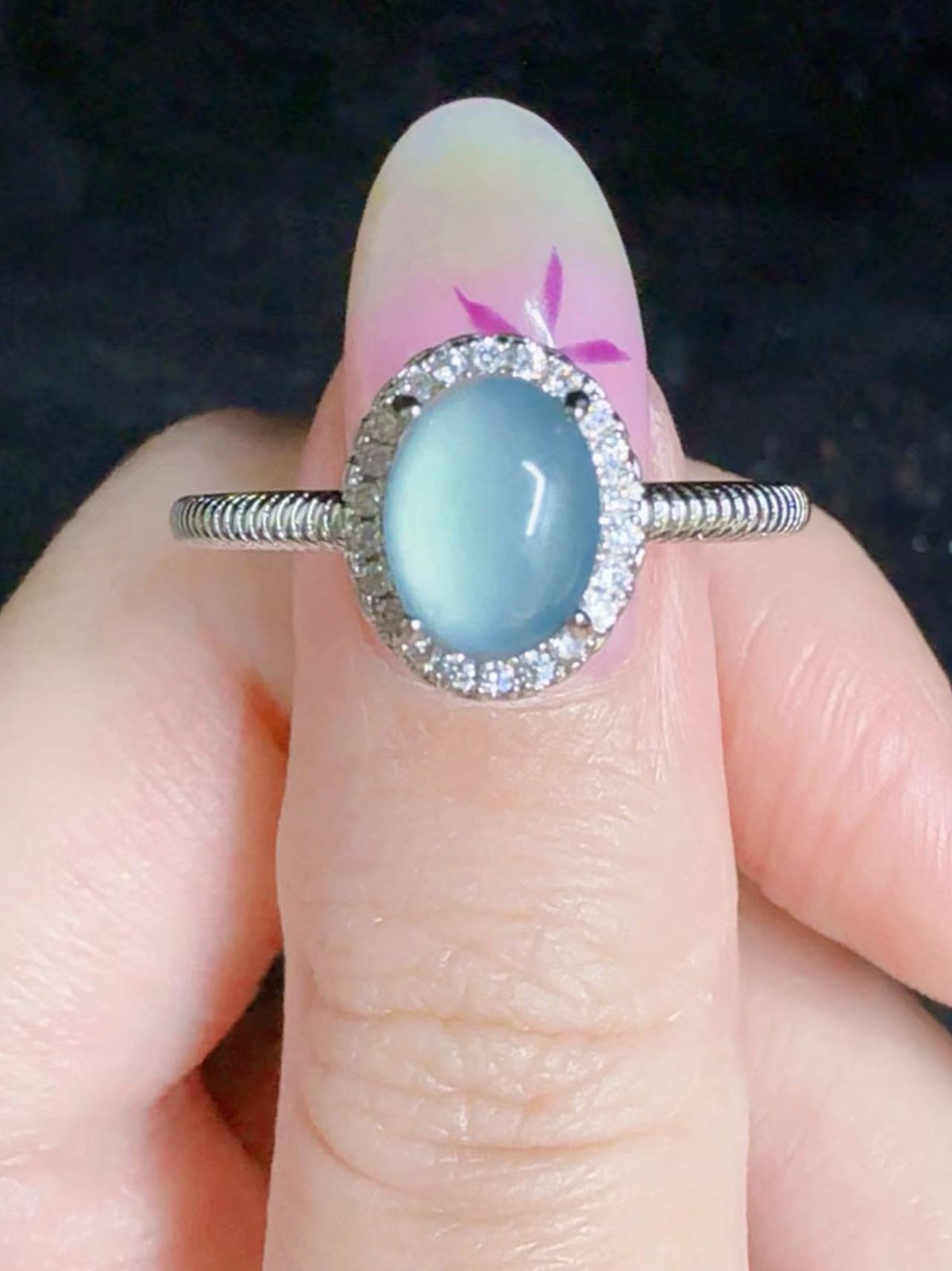 Beautiful 100% Natural sky blue jadeite ring