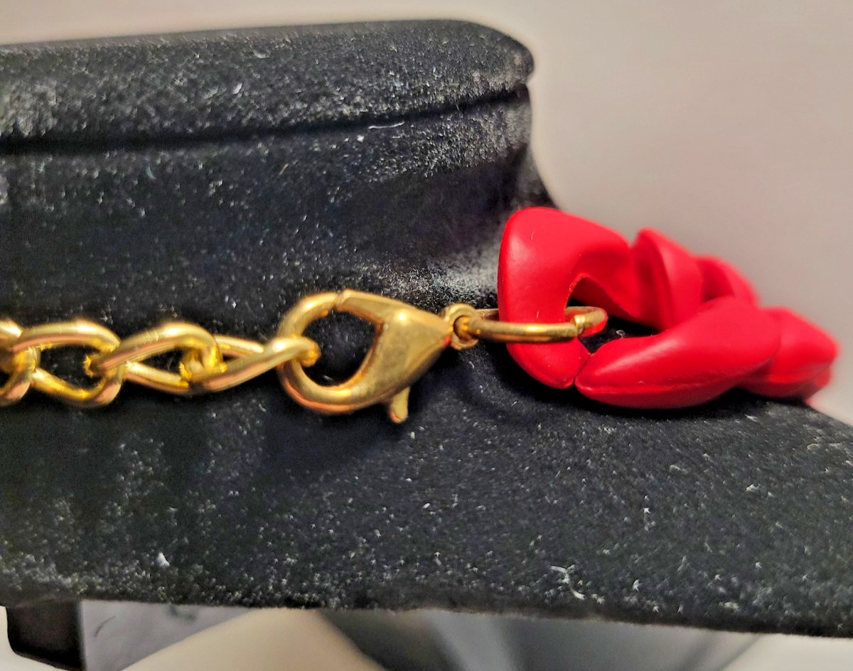 Chunky Red Chain Necklace Statement Link Acrylic Plastic Bold Fashion Jewelry