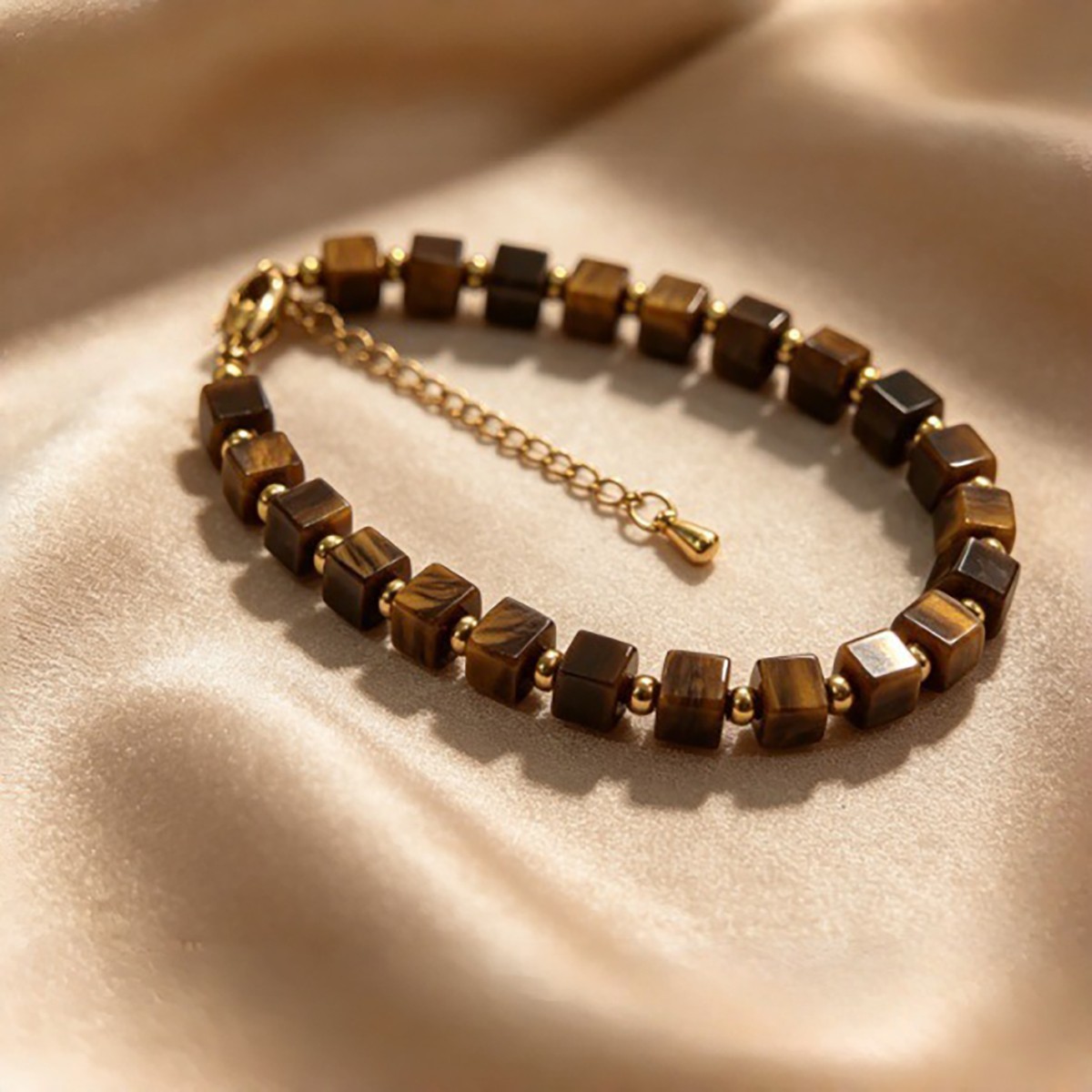 Natural Tiger Eye Square Bracelet Grounding Focus Stability Companion Jewelry