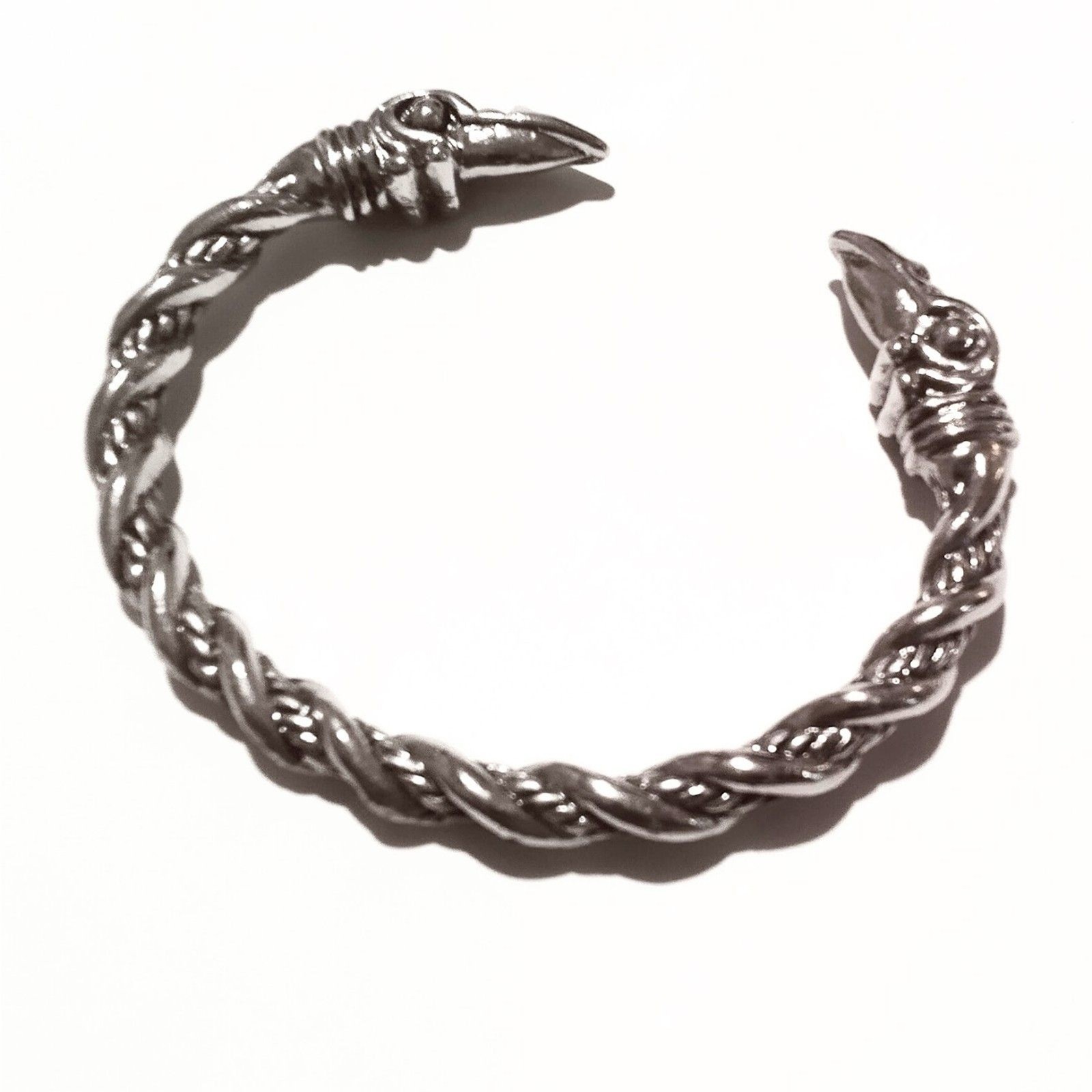 Silver Tone Bird Head Cuff Bracelet Twisted Open Cuff Adjustable