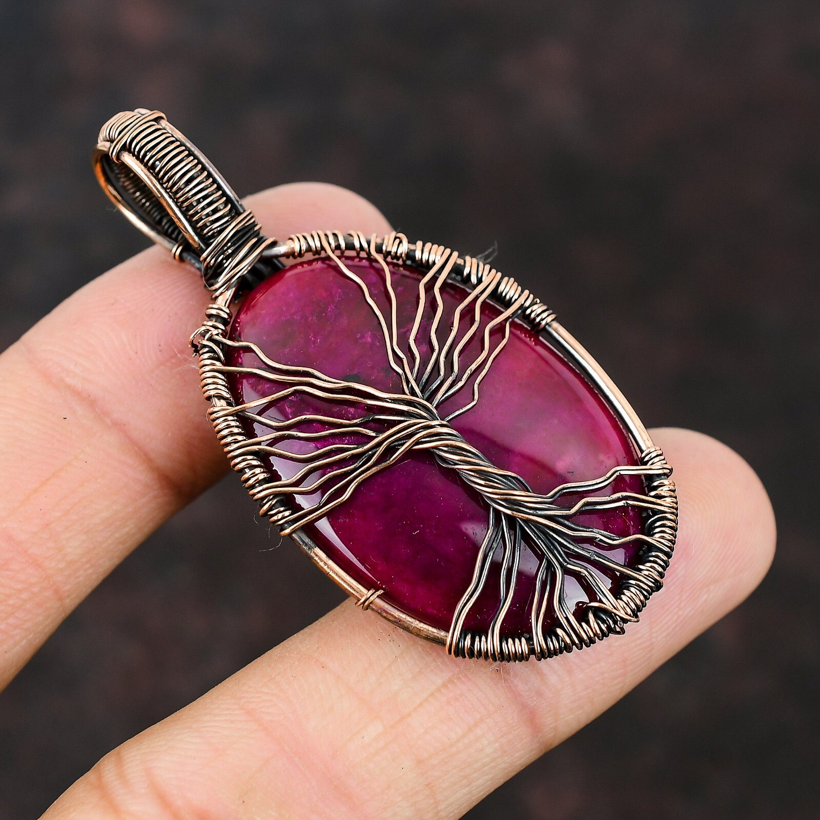 Sugilite Wire Wrapped Tree Of Life Pendant Copper Jewelry For Girls 2.36″