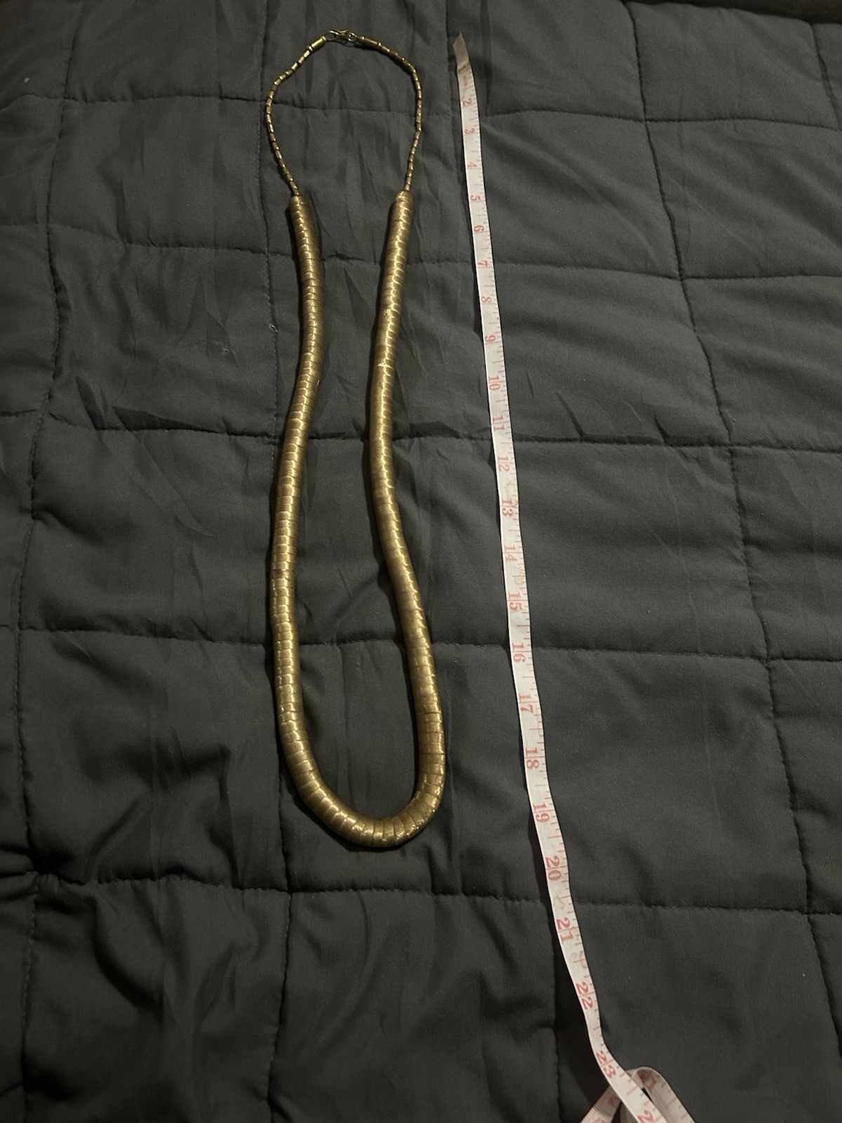Gold Tone Metal Snake Chain Statement Necklace, 18 in, Hook Closure
