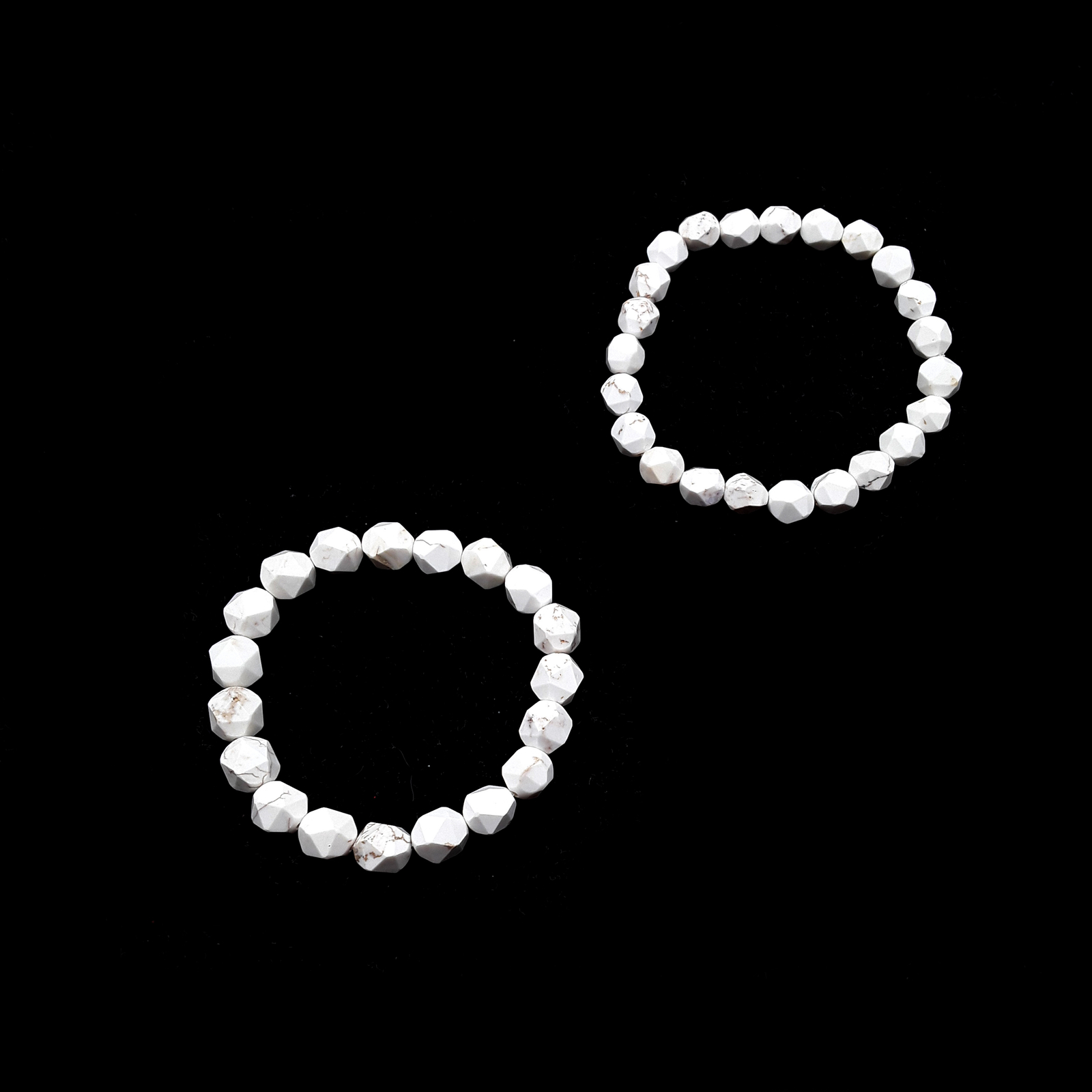 White Turquoise Bracelet Faceted Star Cut Size 8mm 10mm 7.5″ Length