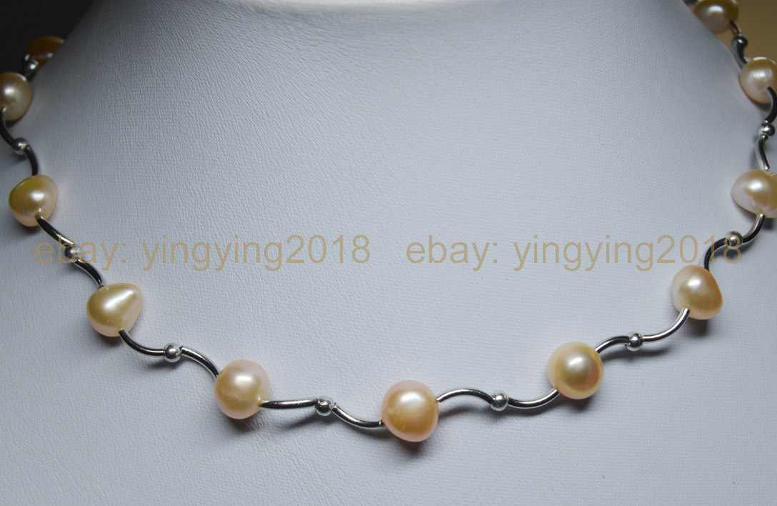 Real Natural 8-9mm Multicolor Baroque Freshwater Pearl Necklaces 16”