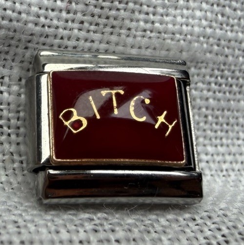 #19/21 VINTAGE “BITCH” ORIGINAL Italia CHARM Glitter Collection SINGLE Link 9mm