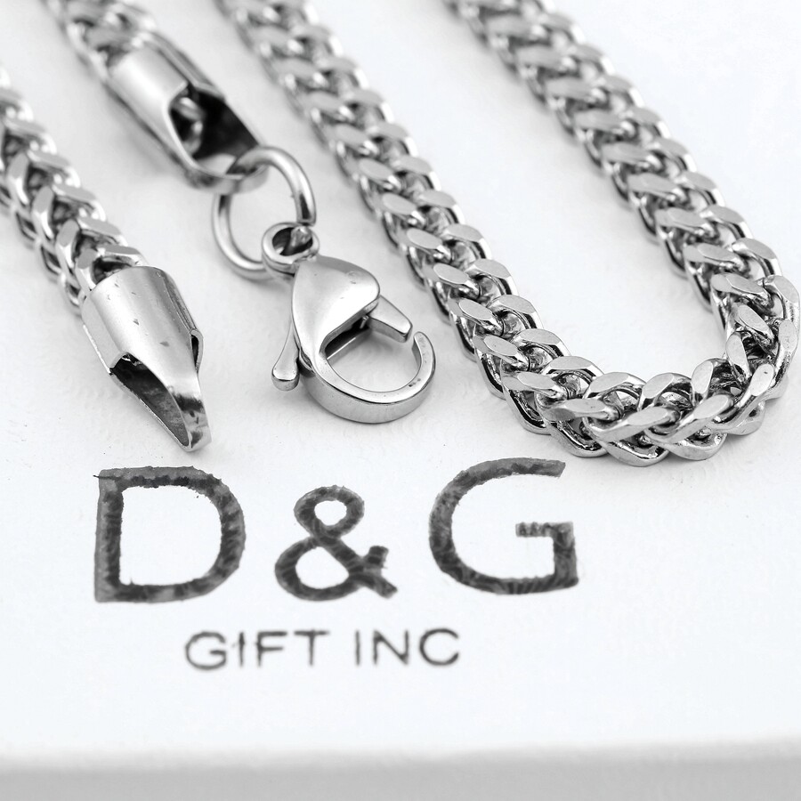 DG Men’s 30″ Silver Stainless Steel 5mm Franco Chain Unisex High Polish*Box