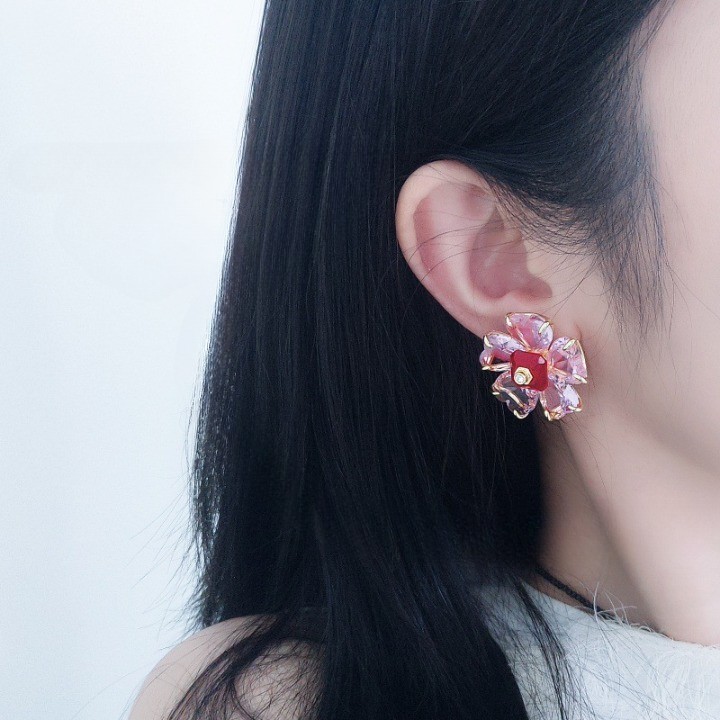 SWAROVSKI Pink Flower Crystal Florere Stud Earrings