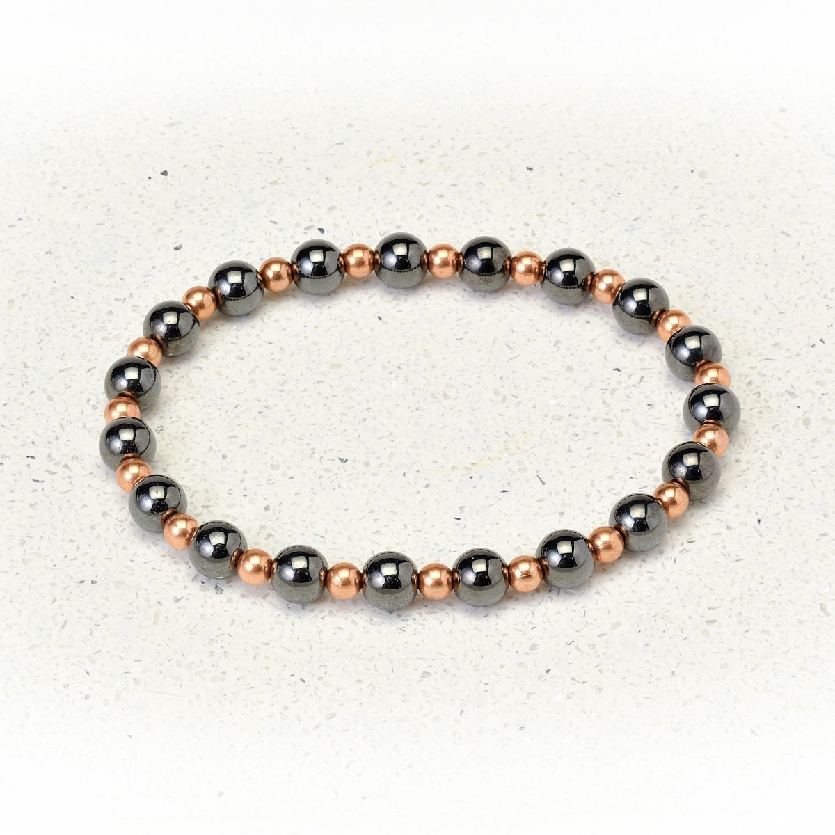 Hematite Copper Stretch Bracelet Healing Protection Crystal Women Men Jewelry