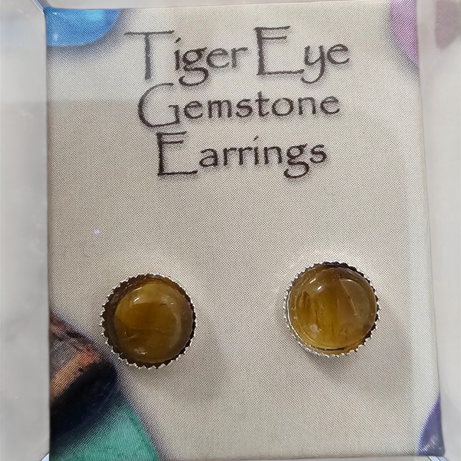 Darby’s Treasures Tiger’s Eye Gemstone Crystal 6mm Earrings Studs Brown