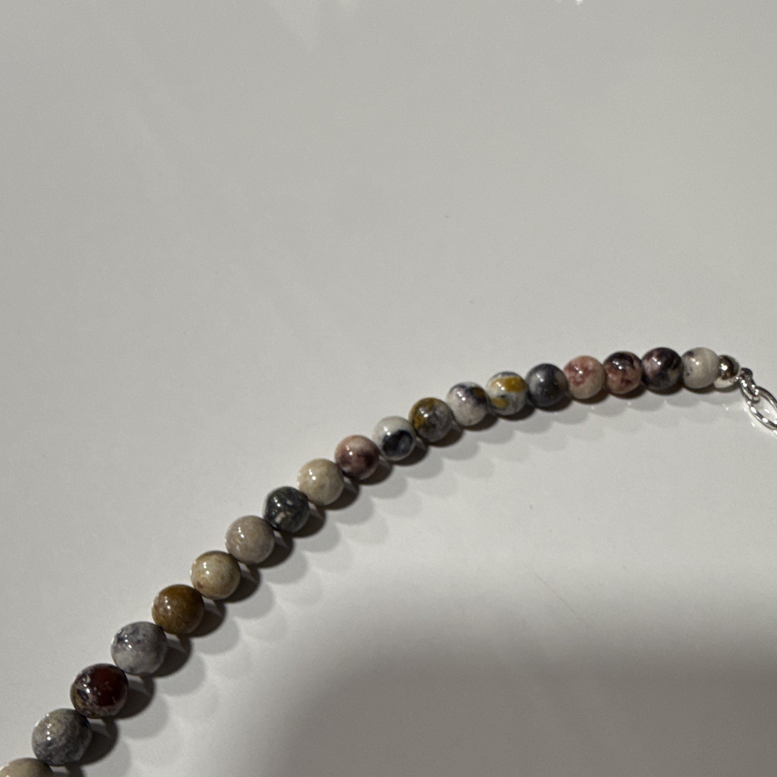 Jay King Multicolor Jasper Beaded Charm Pendant Necklace Silver Adjustable Hook