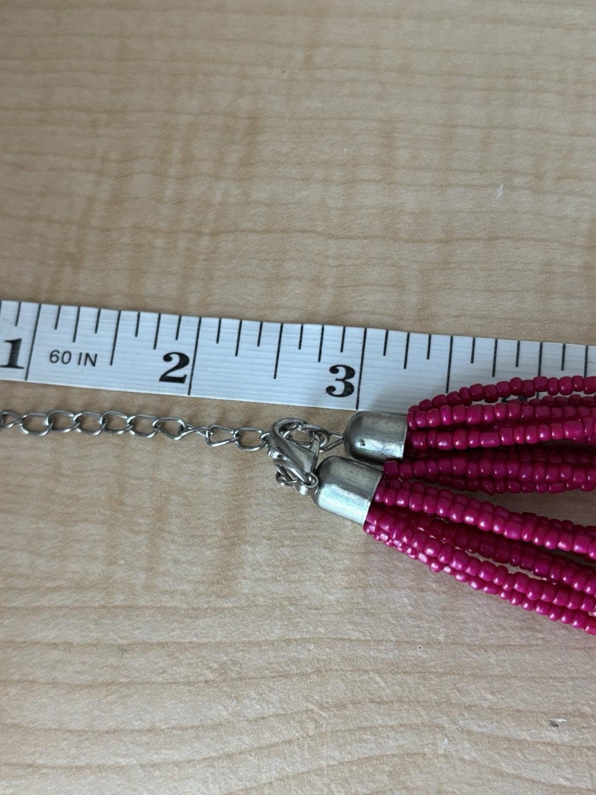 Chic Fuchsia and Silver Tone Multi-Layered Necklace 16-20 In Length