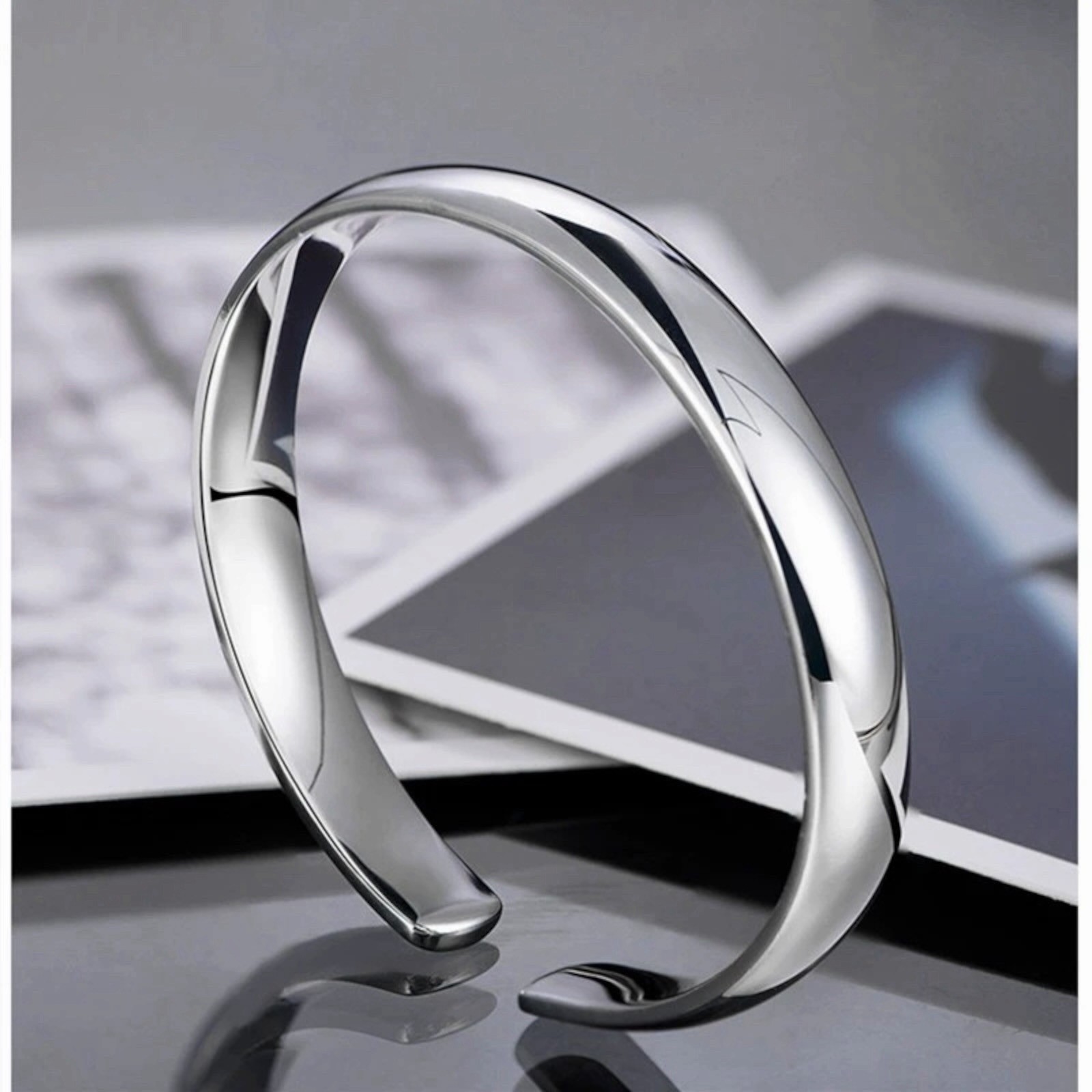 Elegant Sterling Silver New Fashion Jewelry Unique Open Bracelet Bangle Cuff B97