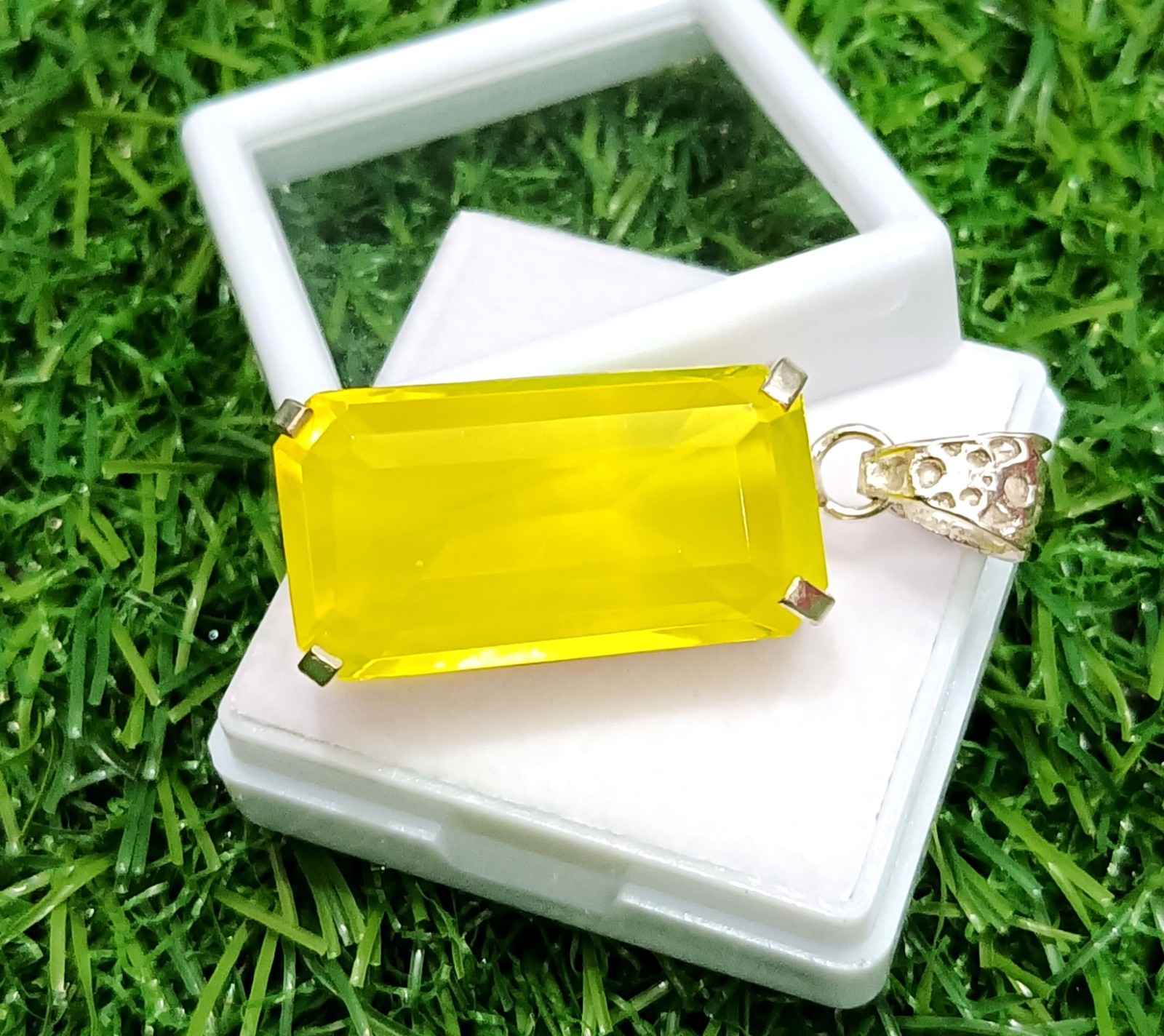 Certified 50.00 Ct Natural Yellow Opal 925 Solid Silver Pendant Loose Gemstone