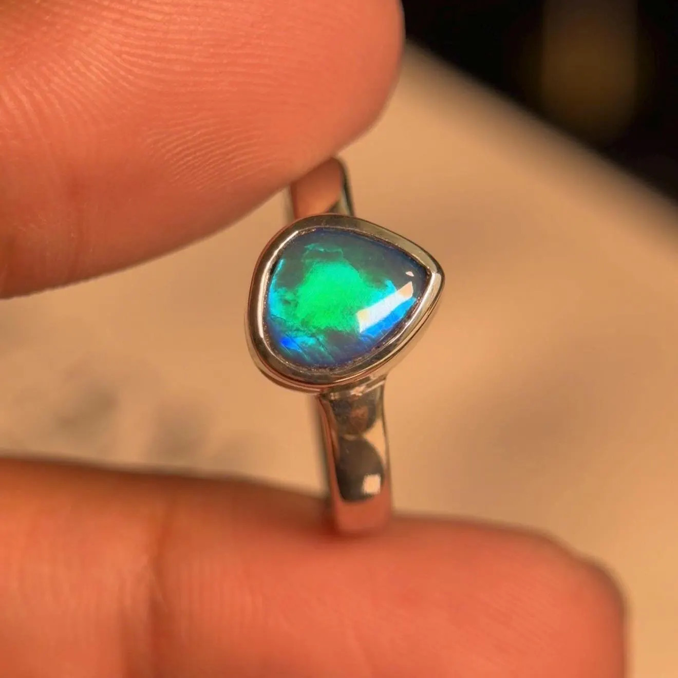 Natural Australian Fire Opal Ring in 925 Sterling Silver, Women’s Fashion Ring
