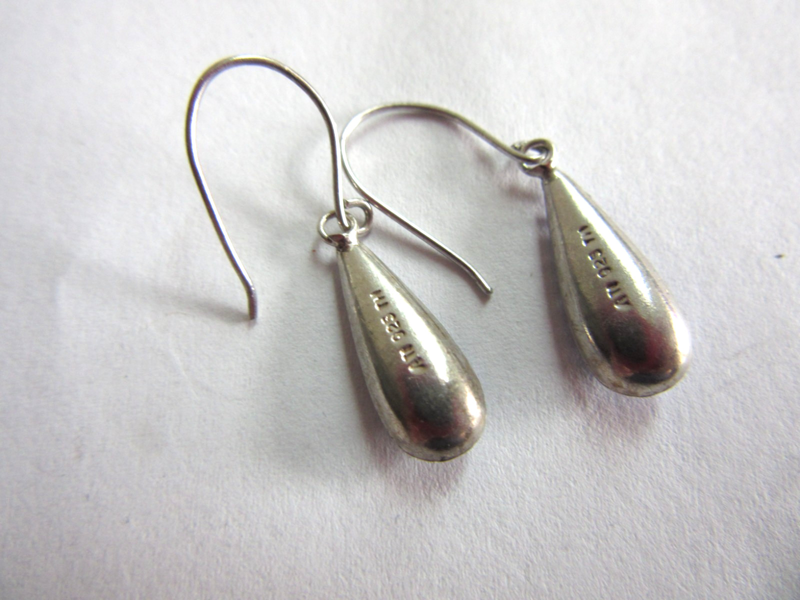 ATI 925 silver teardrops pierced earrings with purple pave crystals