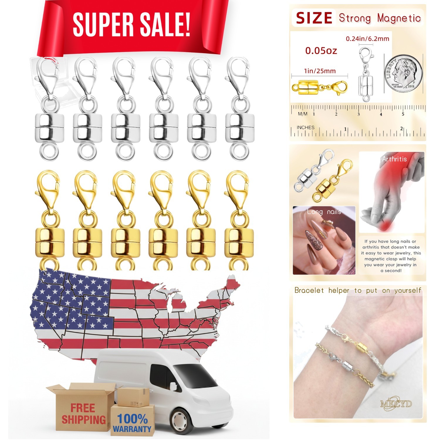 Versatile Magnetic Necklace Extenders – Gold & Silver Lobster Clasps for Jewelry