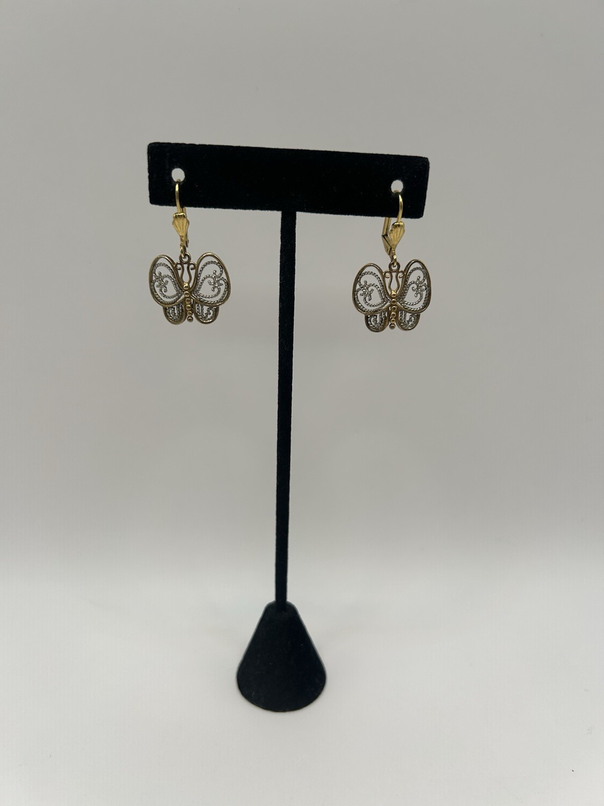 Pair Of Palmbeach 18k Gold-Plated Two-Tone Filigree Butterfly Drop Earrings Boho