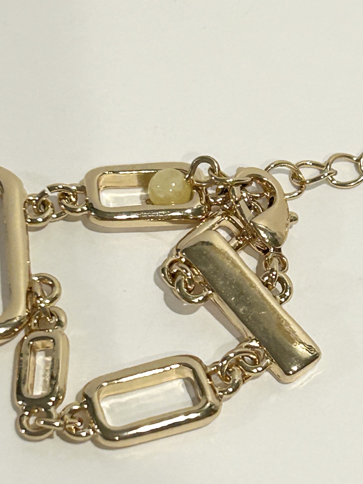Gold Tone Double Chain Necklace With Man made London Blue Topaz