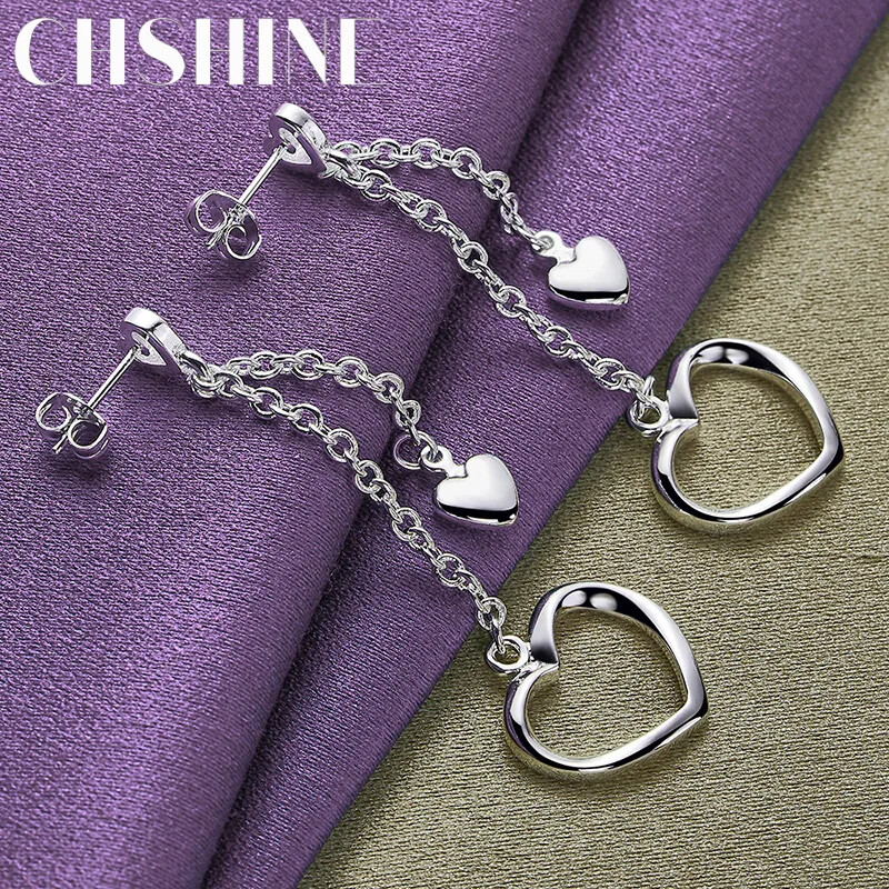 CHSHINE 925 Sterling Silver Heart Frame Earrings For Women Fashion Charm Jewelry