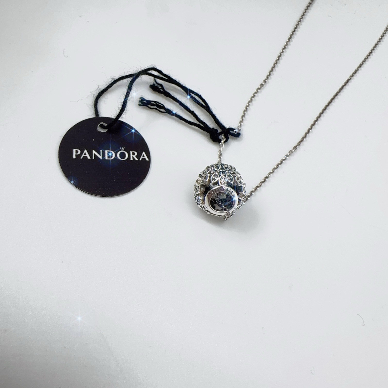 Pandora Snowflake Charm with Necklace Blue Crystals Clear Zirconia 791760NBLMX