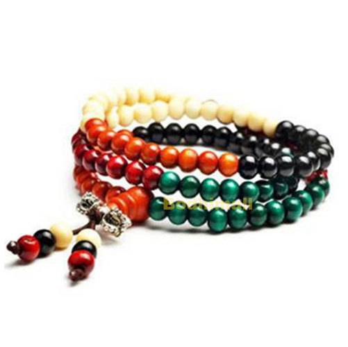 Tibetan Buddhist Buddha Meditation Wood Prayer 6mm 108 Beads Mala Bracelet