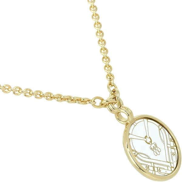 New Auth HERMES MEDAILLE MORS A JOUETS Enamel Print White Gold Necklace Pendant