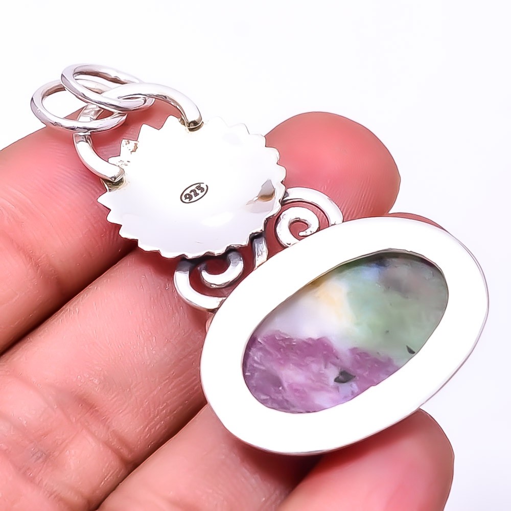 Ruby With Zoisite – Tanzania 925 Sterling Silver Pendant 2.15″ P34 Gift for her