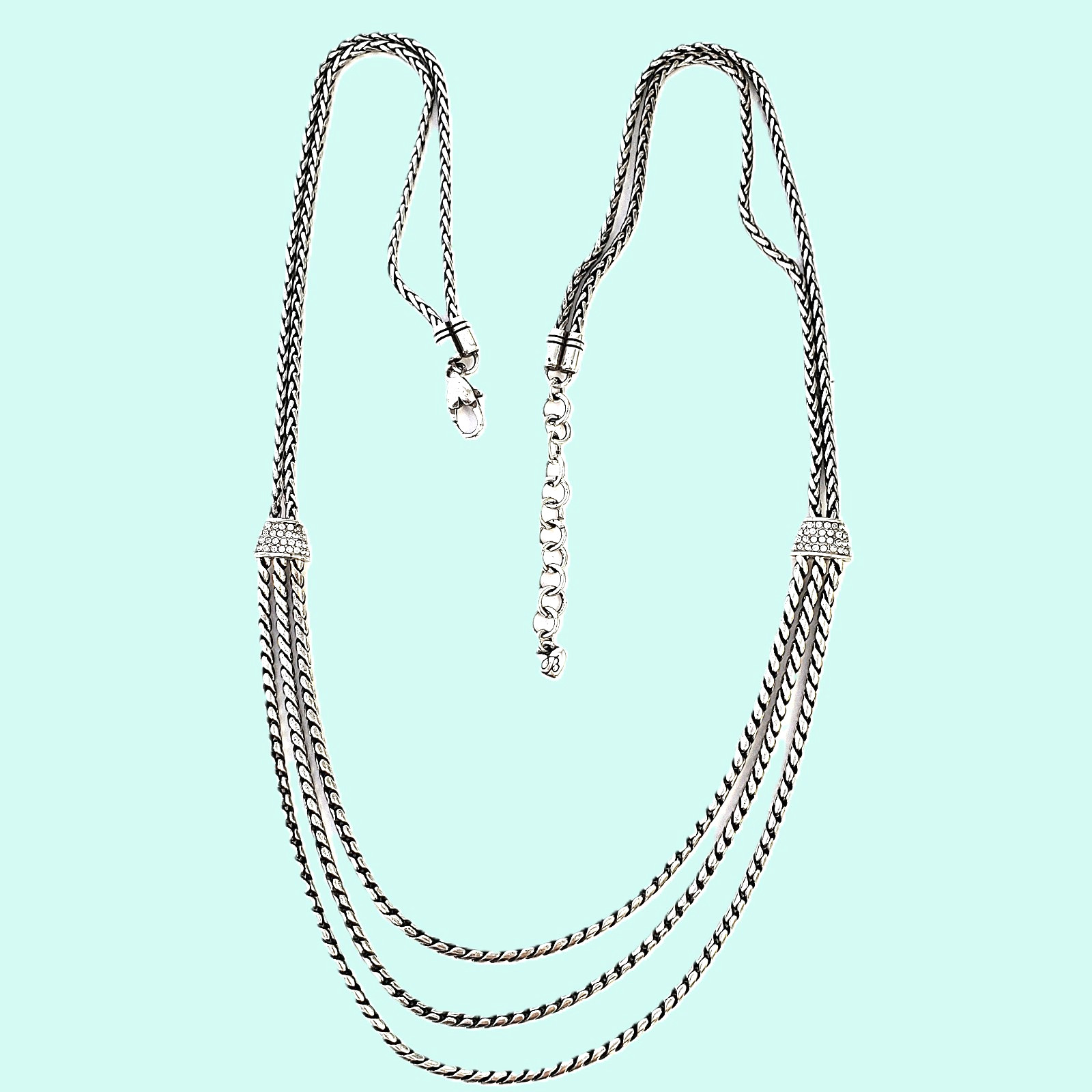 BRIGHTON MERIDIAN Tiers Crystal Multi Wheat Chain Necklace 25″-27″