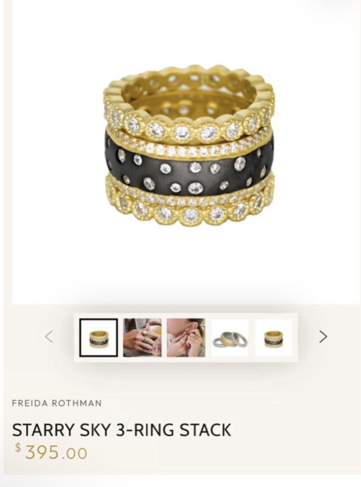 Freida Rothman (2) 925 Sterling Silver 14k Gold Bezel-Set CZStacking Rings