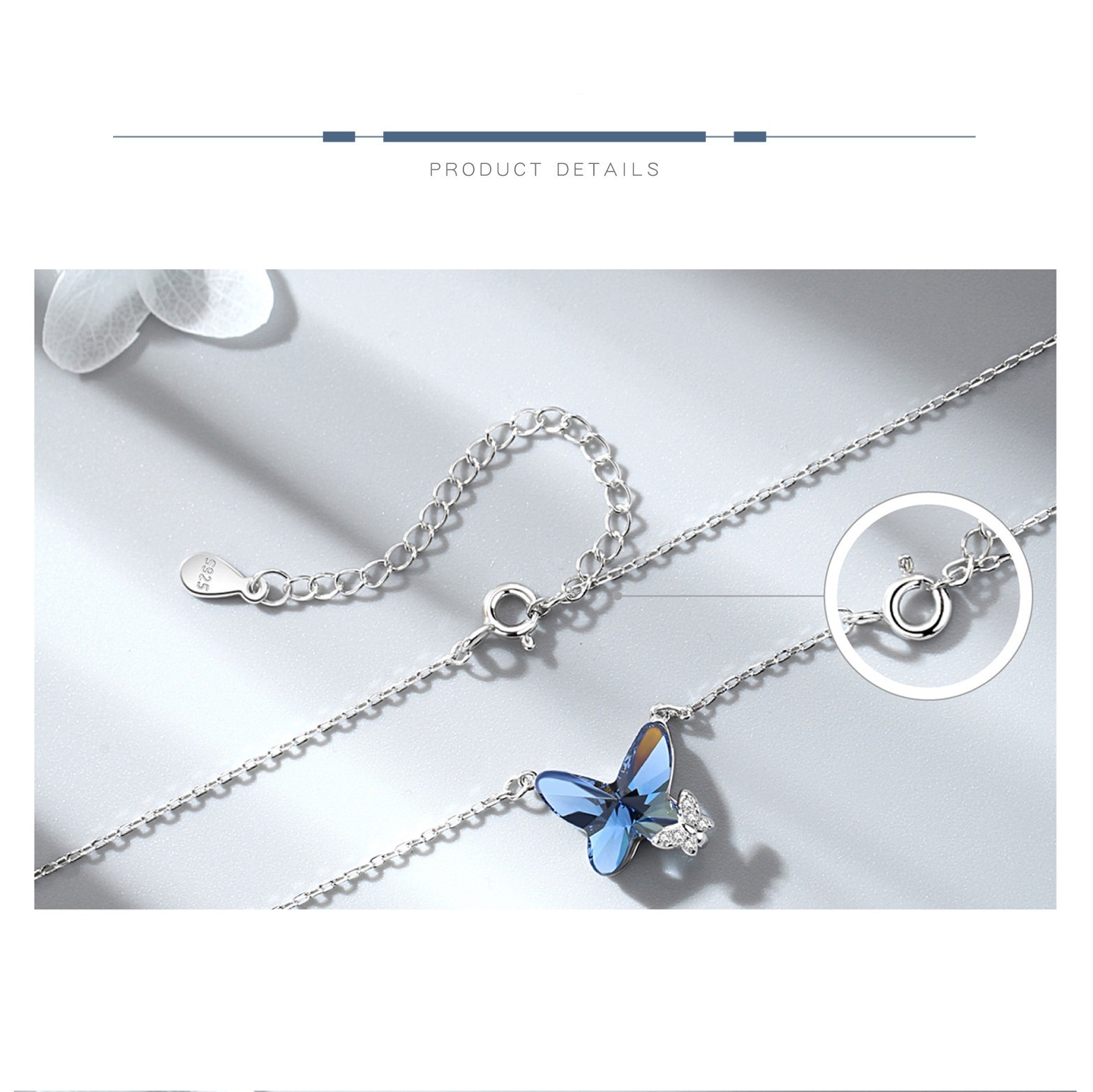 925 Sterling Silver Butterfly Pendant Necklace For Women Inlaid Crystal CZ