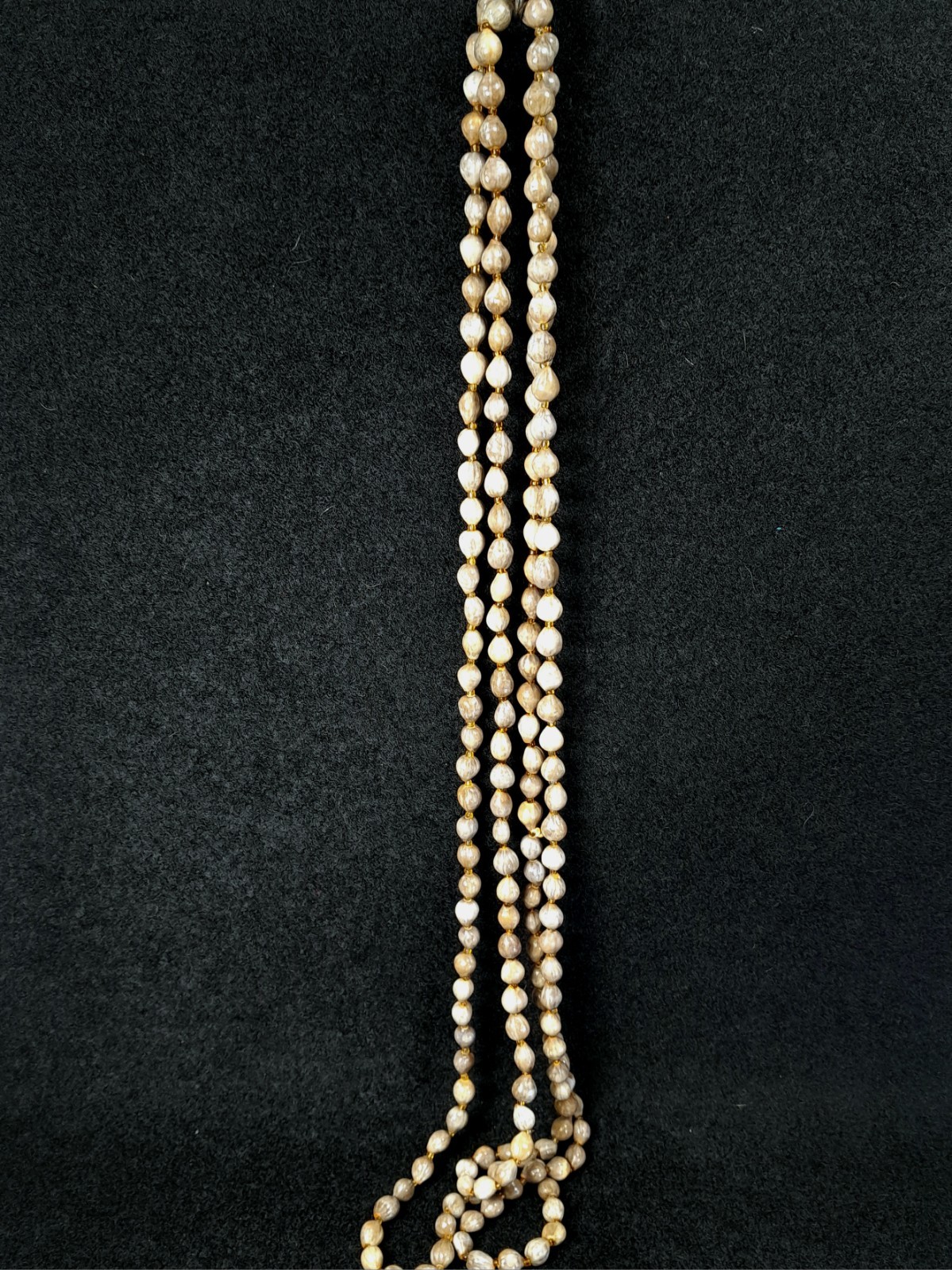 Lot of 2 Natural Seed Nut Bead Necklace 36 Inch Boho Neutral Gray Tan Cream