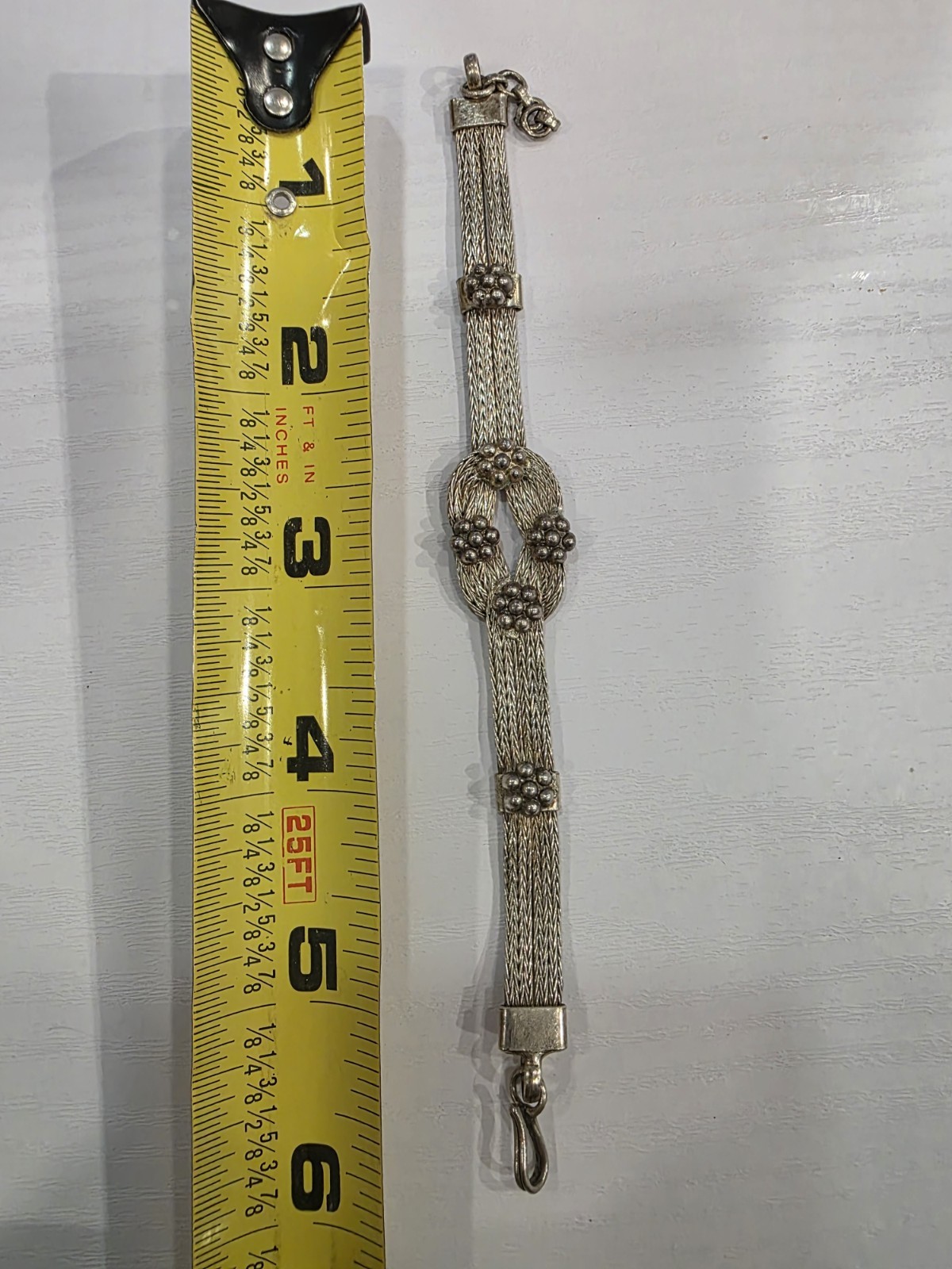 Vintage Wire Mesh Braided Silver Petite Indian Style Bracelet
