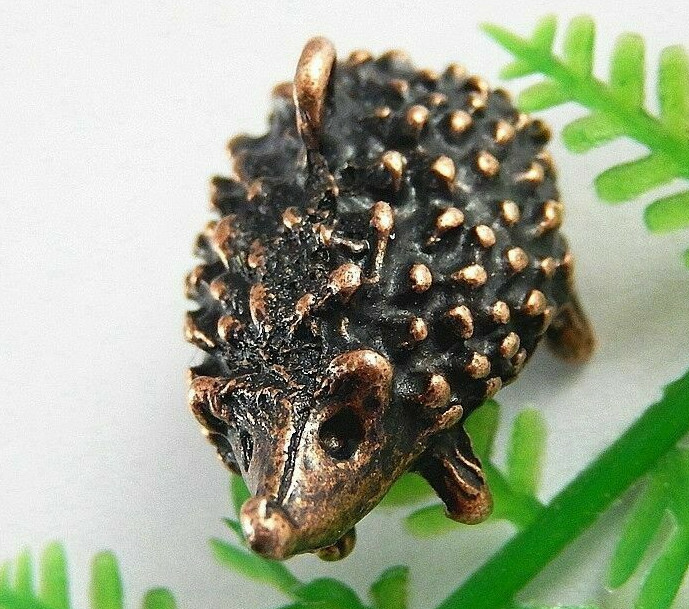 (1) DIY 3-D Red Copper-Tone Hedgehog Pendant Charm 25*14*12mm