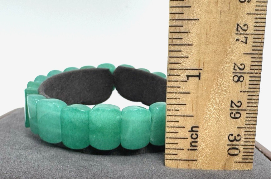 13mm Aventurine Natural Rectangular Gemstone Bead 7-inch Stretch Bracelet