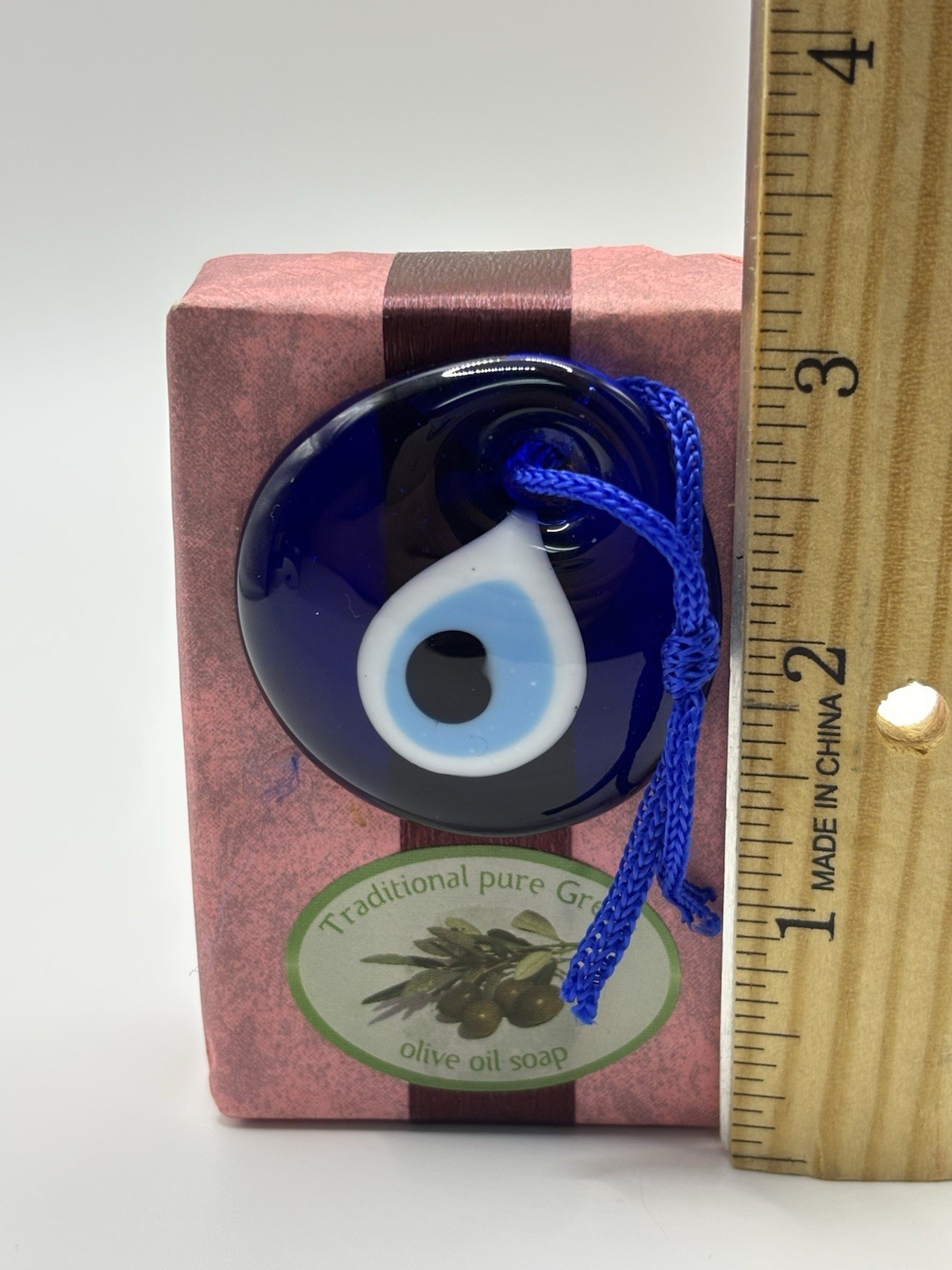 2” Turkish Cobalt Blue Evil Eye Nazar Amulet Lucky Protection Attached To Soapx2
