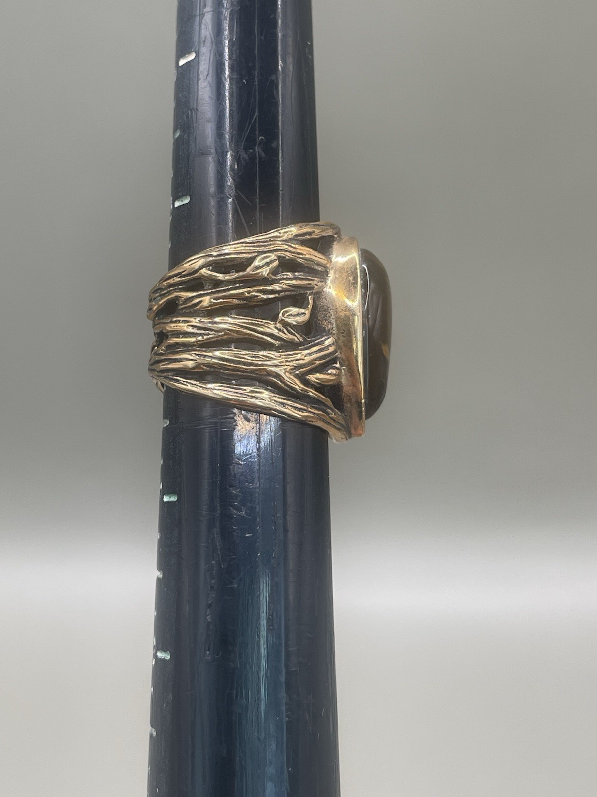 Barse Signed Bronze Tone Teardrop Tigers Eye 6 Ladies Cocktail Statement Ring