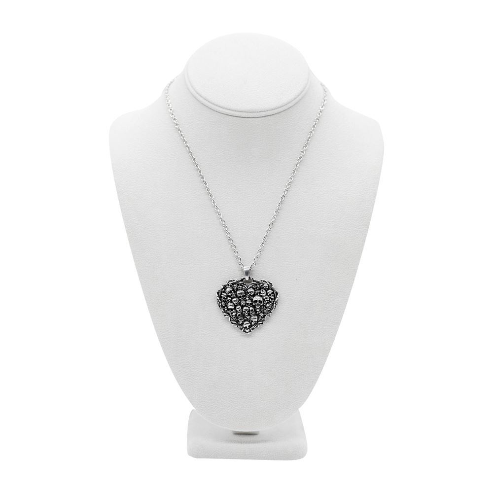 Skulls Heart Pendant Necklace Captivated Souls Stainless Steel Jewelry Controse