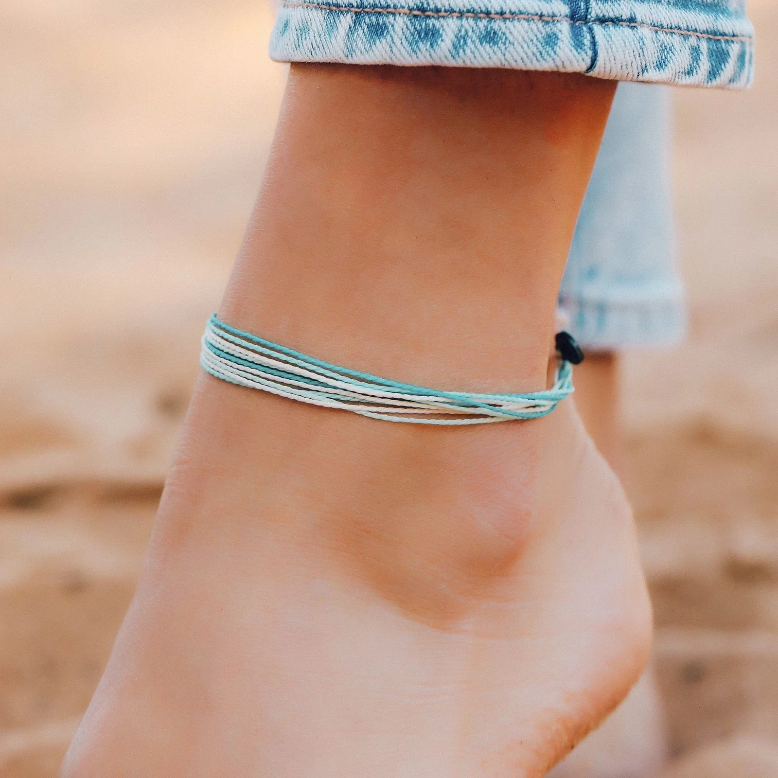 PURA VIDA X SURFRIDER FOUNDATION CLEAN BEACHES CHARITY WOMENS ADJUSTABLE ANKLETS