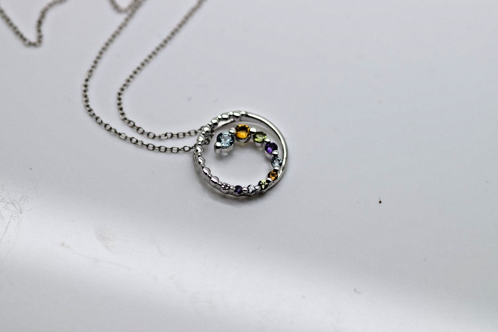 Sterling Silver Mutli-gemstone Journey Pendant Amethyst Citrine Topaz