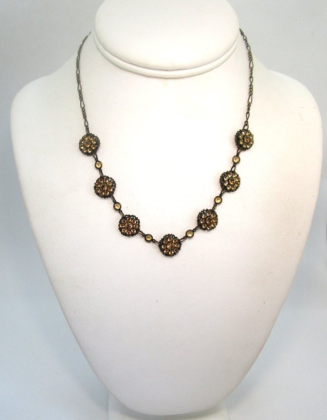KENNY MA San Francisco Bronze / Crystal Necklace 10.7 grams 16 1/2” long