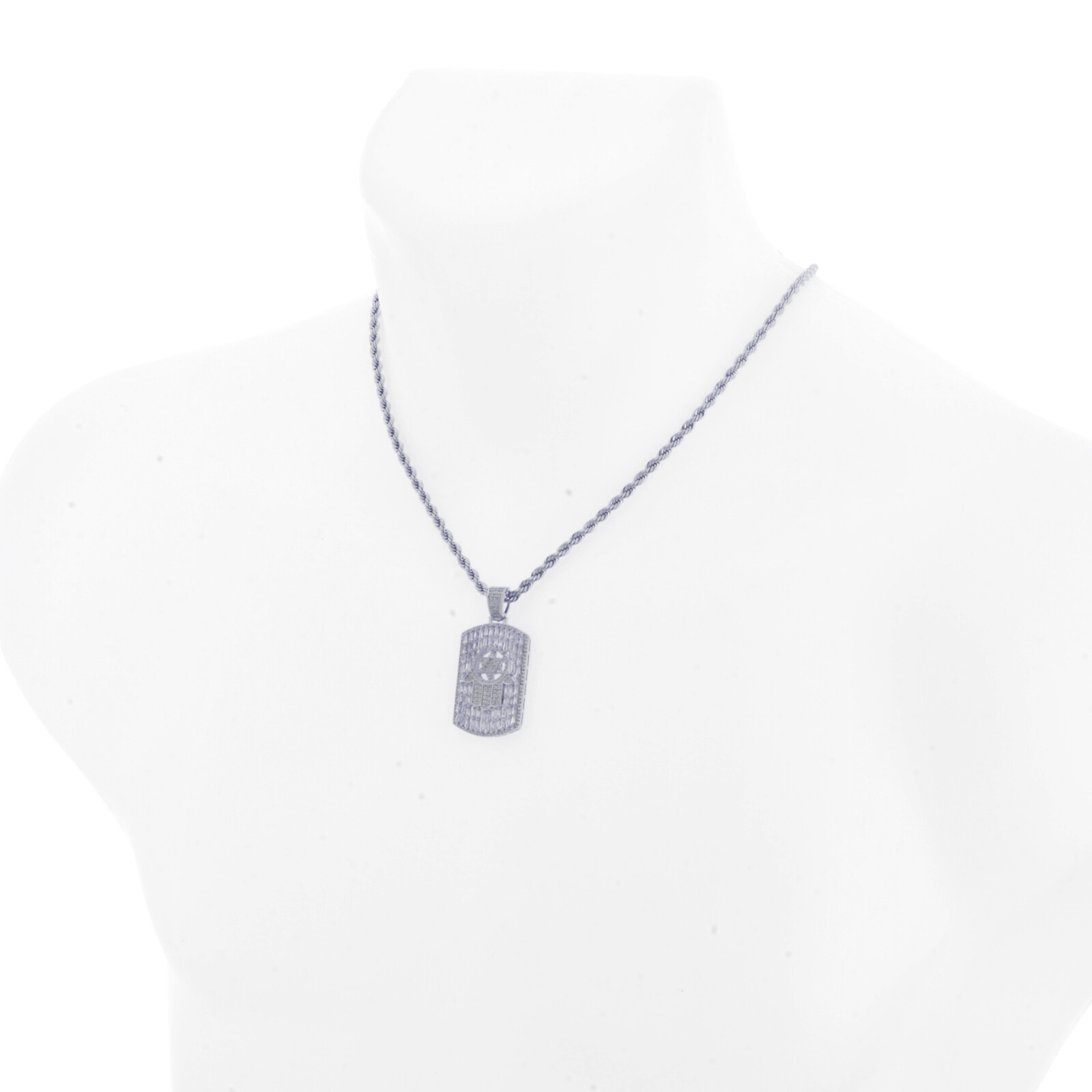 Men’s Dog Tag Hamsa Pendant 20 inch Choker Rope Chain Necklace BCR 17097