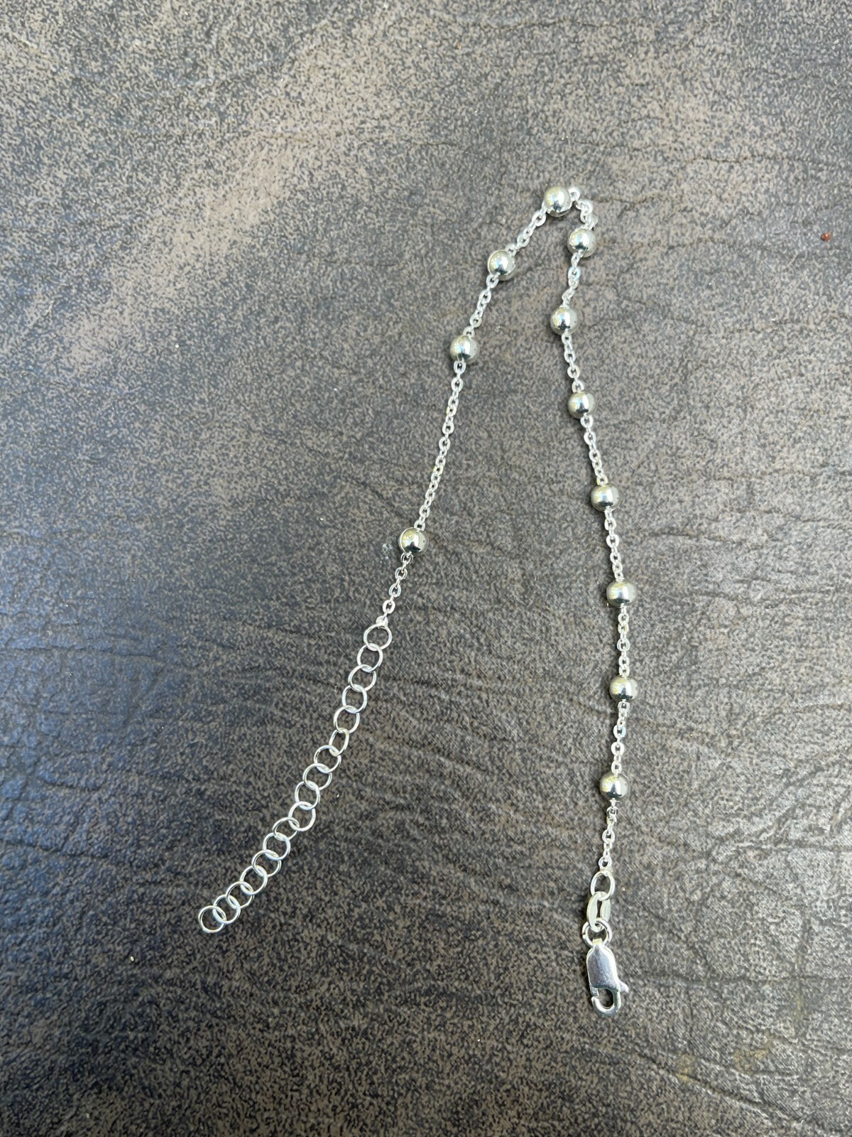 Ankle Bracelet Beaded Chain Anklet Real 925 Silver Adjustable Length 8″-11.5″