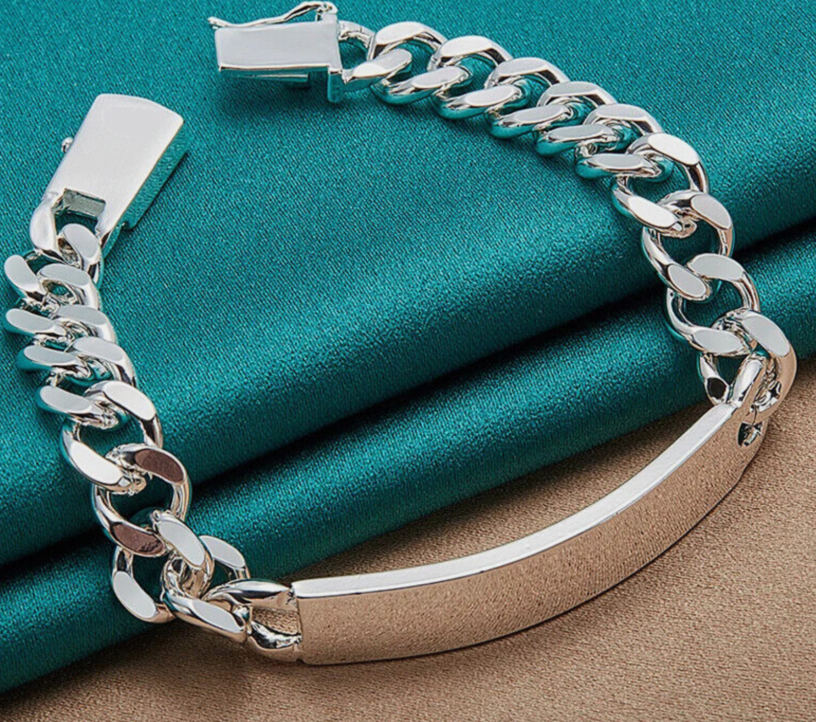 Bracelet 8.2in 925 Sterling Silver 8.5mm Smooth Mirror Chain Curb Link Box Clasp
